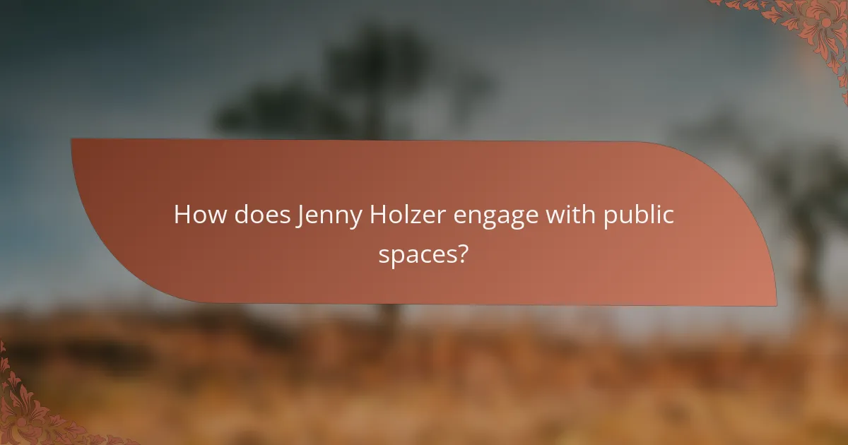 How does Jenny Holzer engage with public spaces?