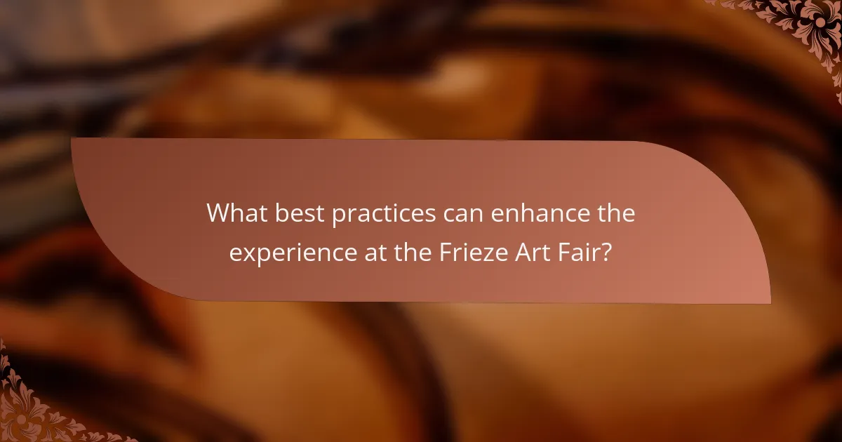 What best practices can enhance the experience at the Frieze Art Fair?