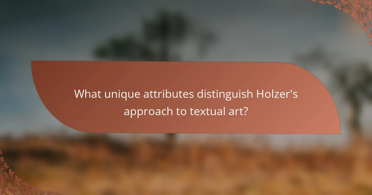 What unique attributes distinguish Holzer's approach to textual art?
