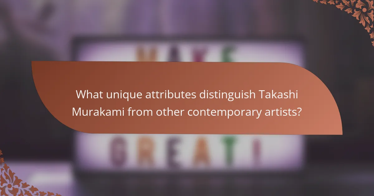 What unique attributes distinguish Takashi Murakami from other contemporary artists?
