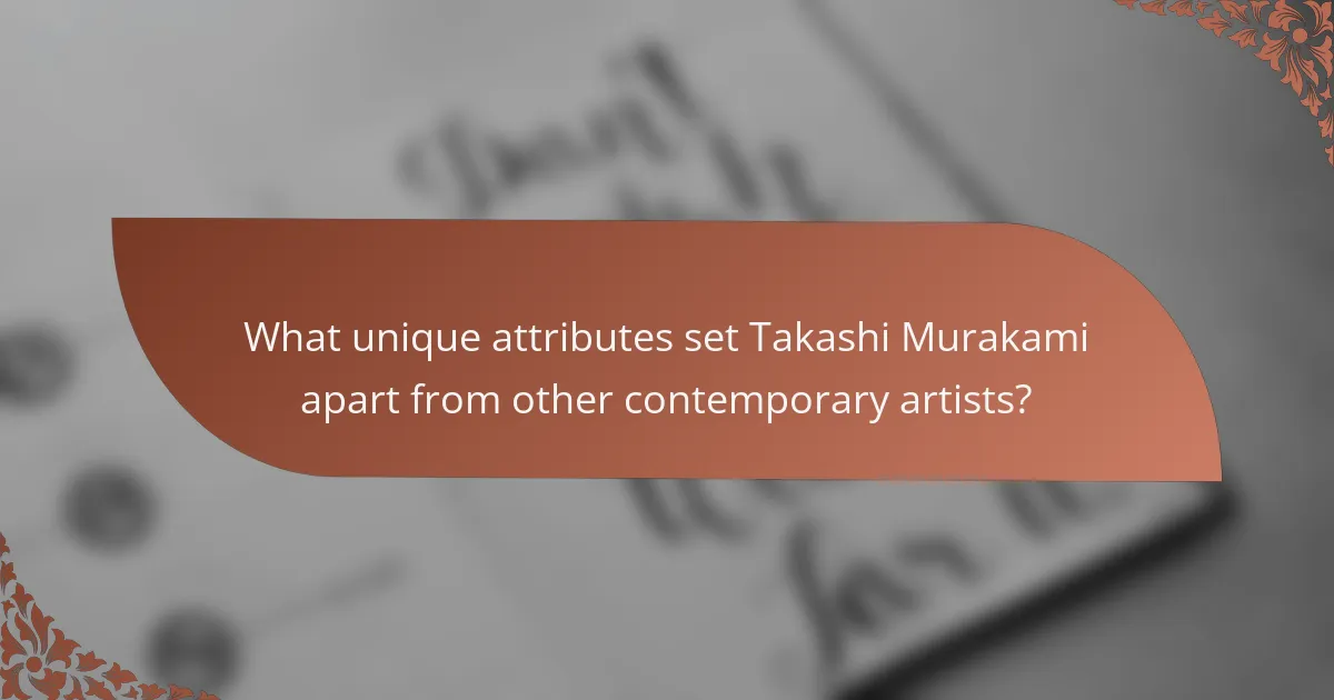 What unique attributes set Takashi Murakami apart from other contemporary artists?
